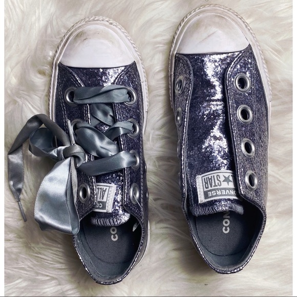 infant silver glitter converse